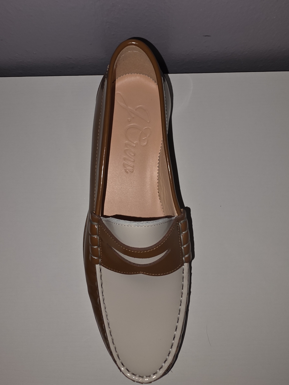 J. Crew Two-Tone Penny Loafers in Brown and Cream WOMENS - Picture 6 of 6